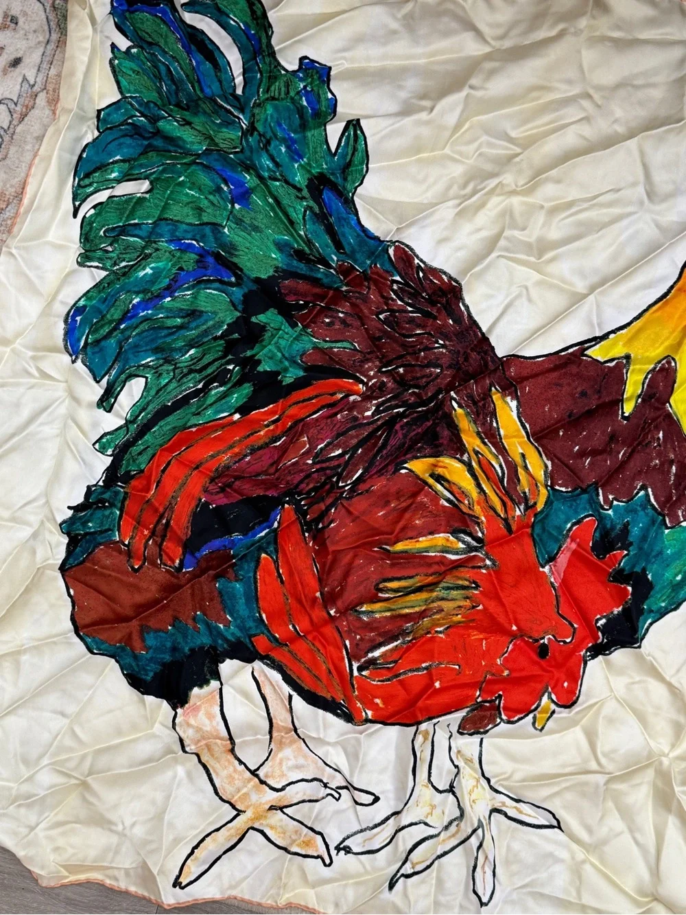Burberry Multicolor Silk Scarf with Rooster 100% silk made in Italy